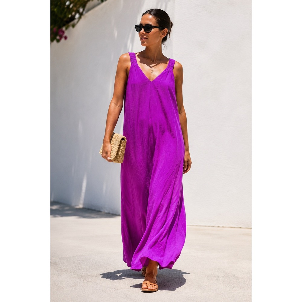 Nouvelle Silk95Five Maxi Dress Women's Size XS Magenta NWT Washable Stretch Silk